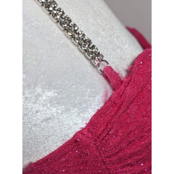 Windsor Raise A Glass Pink Glitter Mini Dress With Rhinestone Straps - Picture 8 of 13